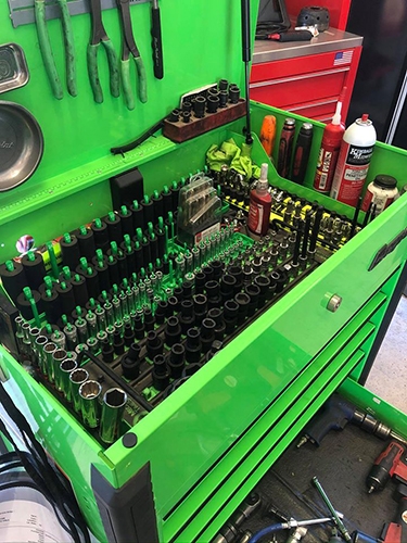 Tool Box Neon Green with sockets